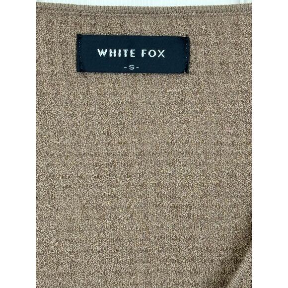 White Fox Cropped Balloon Sleeve Neutral Minimalist Sweater NEW Size Small - Picture 6 of 7
